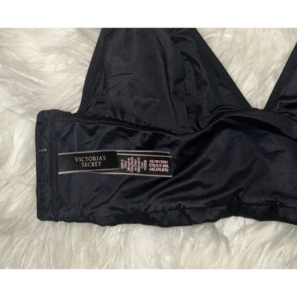 Victorias Secret Satin Bralette Bra Plunge Longline Womens XS XSmall Black - Picture 5 of 6